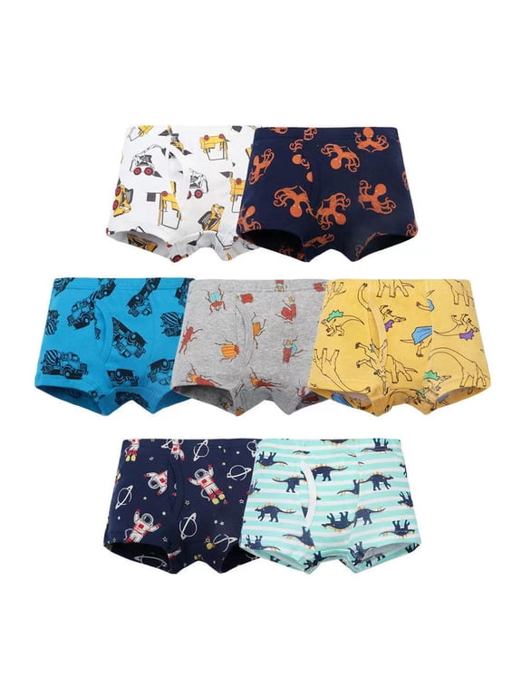 3 Pack Toddler Boys Underwear, Kids Comfort Boxer Briefs, Baby Flex Waistband Four Corners Dinosaur Panties 3-7T