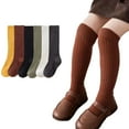 thumbnail image 1 of Esaierr 3 Pairs Baby Kids Girls Knee High Socks Solid Color Thigh-High Stockings Cotton Calf Socks 1-10 Years Old Toddler Socks, 1 of 8