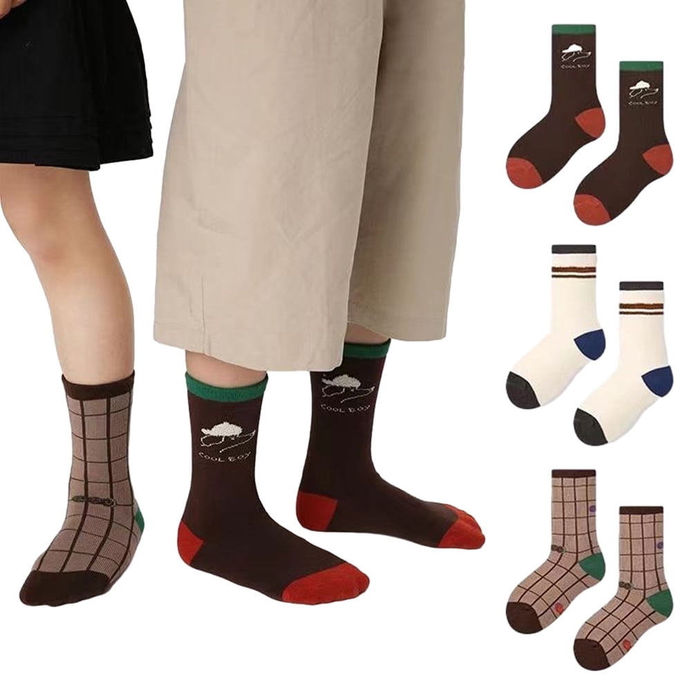 Esaierr 3 Pairs Kids Boys Socks Cartoon Embroidery Socks Non Skid Anti