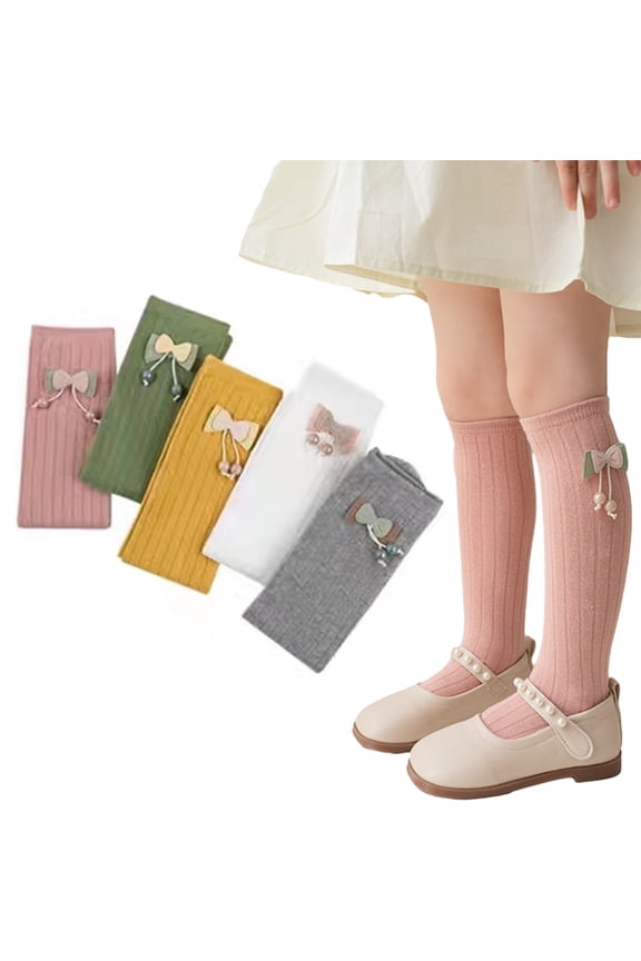 3 Pairs Kids Girls Knee High Socks for Toddler Bow Socks Kids Cotton Uniform Socks Autumn Socks for 3-12Y
