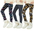 thumbnail image 1 of Esaierr 3Pcs Toddler Girls Print Fleece Lined Leggings Winter Thick Leggings for Kids Thick Stretch Pants Big Girls Warm Cotton Leggings for 3-12 Y, 1 of 6
