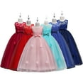 thumbnail image 1 of Esaierr 4-16Y Kids Teen Girls Flower Princess Dress Sleeveless Wedding Flower Girls Dresses Wedding Bridesmaid Tulle Puffy Skirt Little Girls Birthday Party Pageant Gown Floor Length, 1 of 7