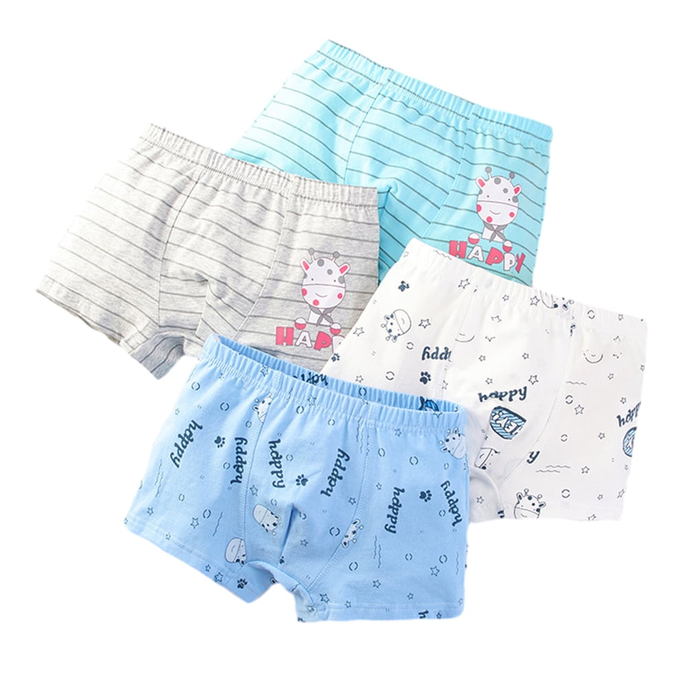 Esaierr 4-Pack Boys Boxer Briefs for Toddler Kids Breathable Cotton  Underwear Teenagers Print Four Corners Shorts Panties for 2-12 Years Old 