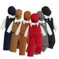 thumbnail image 1 of Esaierr 4PCS Newborn Boys Gentleman Outfit Shirt Jumpsuit+ Vest+suspenders Pants+hat Fall Suit Set for 1 Month-2 Years Old Baby, 1 of 9