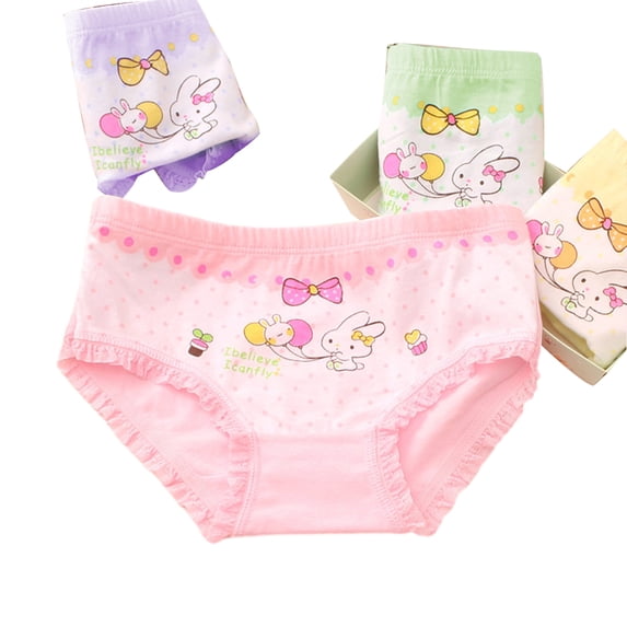 Esaierr 4PCS Toddler Girls Underwear Cotton Underwear for Baby Girls Breathable Underwear Kids Girls Comfort Underwear for 2-12Y (Colour Mix & Match)