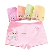 Chenyin 4PCS Toddler Kids Girls Underwear Boxer Briefs Baby Cotton Panties Breathable Triangle Cute Cartoon Print Underpants Shorts for 2-9 Years
