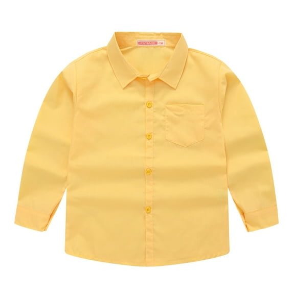 Esaierr 4Y-12Y Boys Dress Shirt for Kids Toddler,Casual Solid Color Dress Shirt,Spring Summer Outerwear