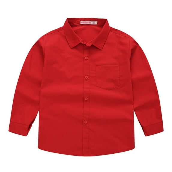 Esaierr 4Y-12Y Boys Dress Shirt for Kids Toddler,Casual Solid Color Dress Shirt,Spring Summer Outerwear