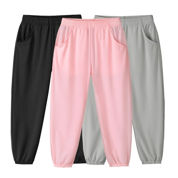 Esaierr 5-14T Boys Girls Summer Light Jogger Pants Solid Colour Sweatpants Athletic Sports Trousers for Kids Teenagers