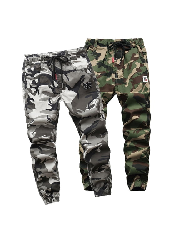 5-15 Years Boys Camo Pants for Kids,Spring Fall Cargo Joggers Pants,Casual Youth Loose Pants,Drawstring Camouflage Trousers