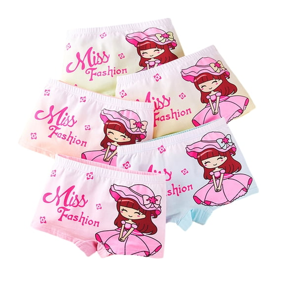 Esaierr 5PCS 2-13 Years Old Girls Boxer Briefs Shorts,Big Baby Kids Girls Underwear Briefs,Antibacterial Breathable Cotton Printed Cartoon Shorts