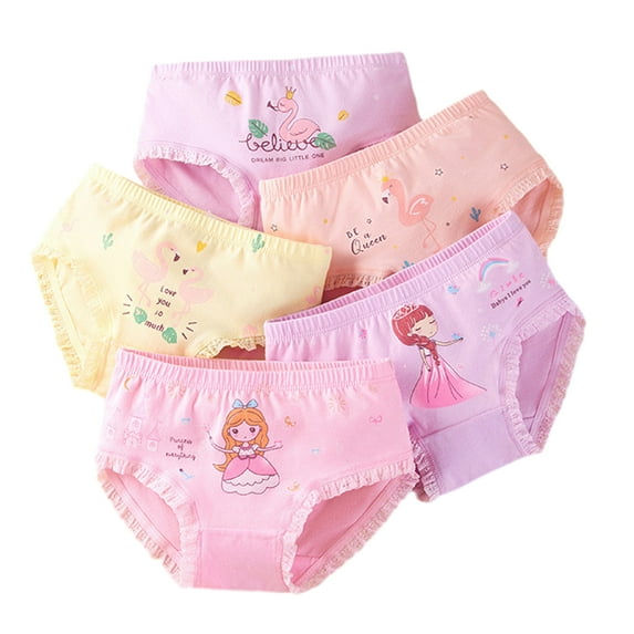 Esaierr 5PCS Baby Girls Stretch Underwear for Toddler Kids Girls Underwear Comfortable Colour Mix Match Cotton Underwear for 2-12Y