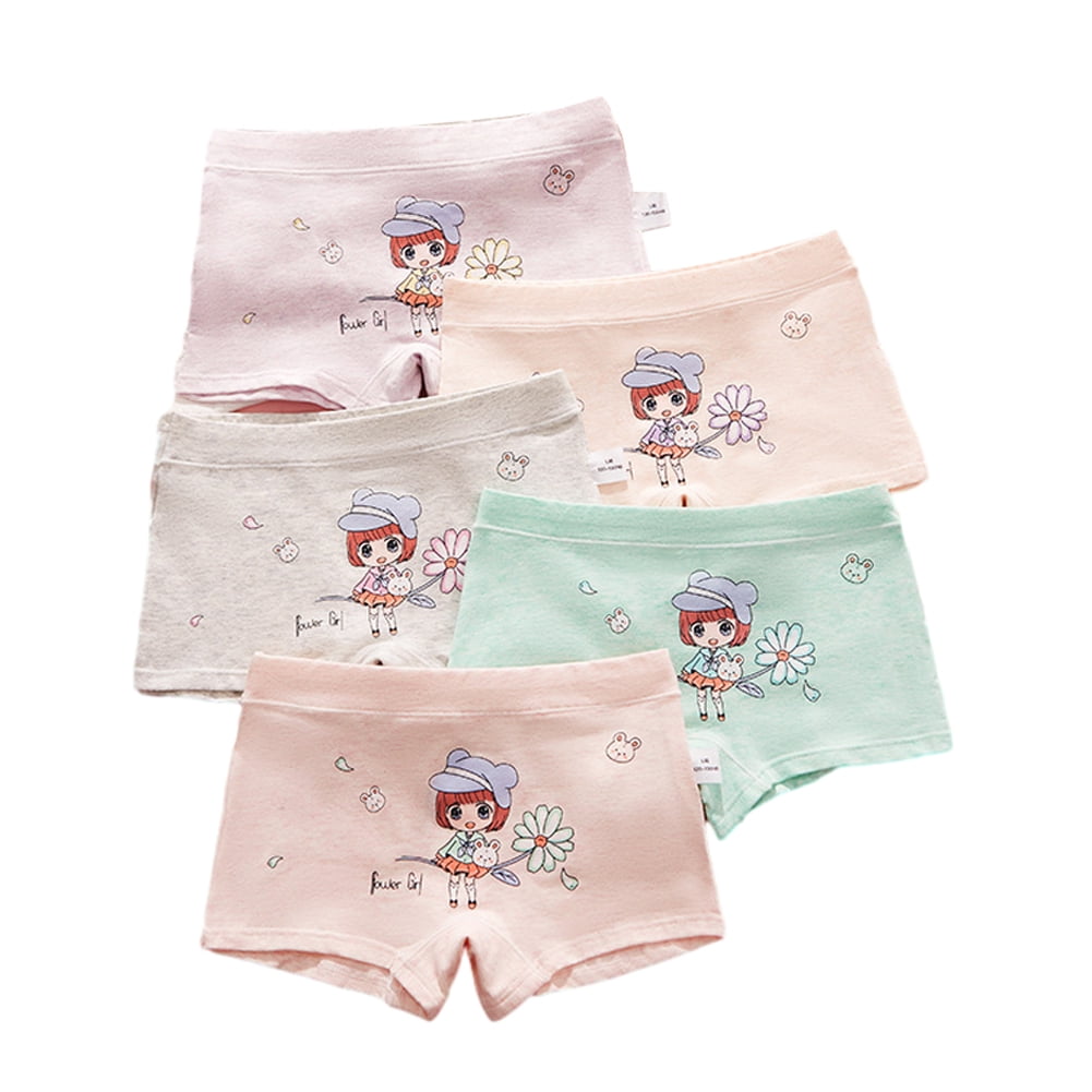 Esaierr 5PCS Baby Kids Girls Underwear Boxer Briefs,Cartoon Cotton
