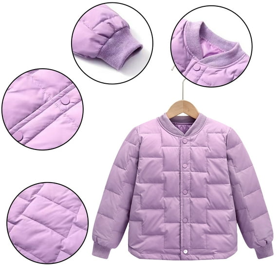 Esaierr 6-12Y Teenagers Kids Girls Lightweight down Jacket Solid Color School Uniforms Underwear down Coats Winter Clothing Inner Wear Tops