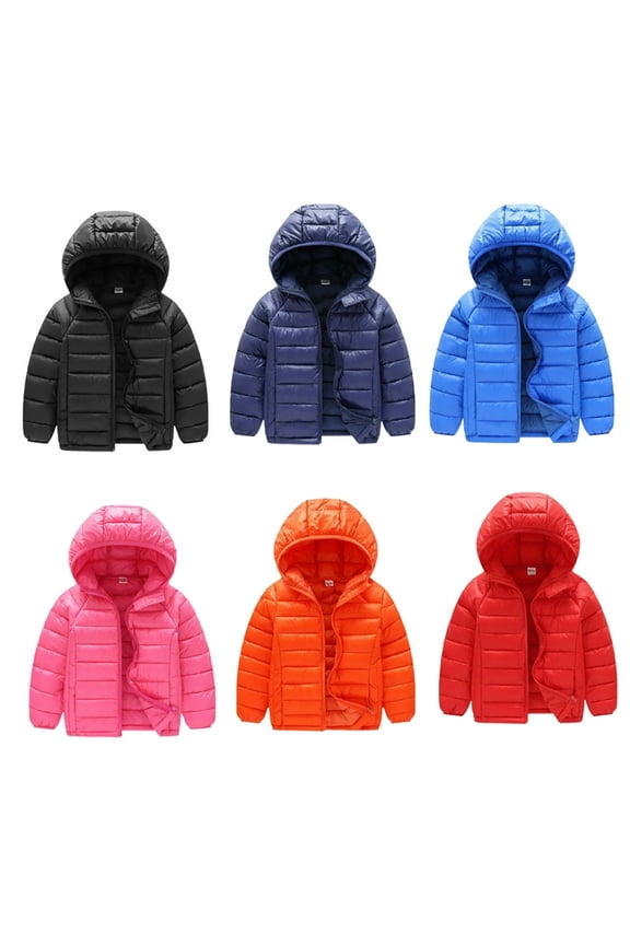 6-13 Years Boys Girls Puffer Down Jacket for Kids,Hooded Down Jacket Short Outerwear,Unisex Winter Coats Solid Color Teenagers Down Jacket