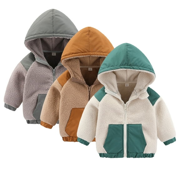 Esaierr 6 Months-7 Years Boys Hooded Winter Fall Outerwear for Kids Baby,Long Sleeve Cotton Zipper Hooded Jackets Coat,Hooded Outerwear