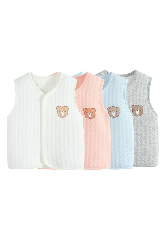 6M-3Y Boys Girls Bear Printing Vest,Baby Boys Girls Waistcoat,Newborn Sleeveless Jacket,Buttons Cardigan Vest Waistcoat