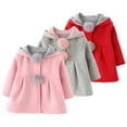 thumbnail image 1 of Esaierr 6M-4Y Newborn Girls Cute Rabbit Ear Cotton Jacket for Toddler Fall Winter Hooded Jacket Button Warm Outwear, 1 of 7