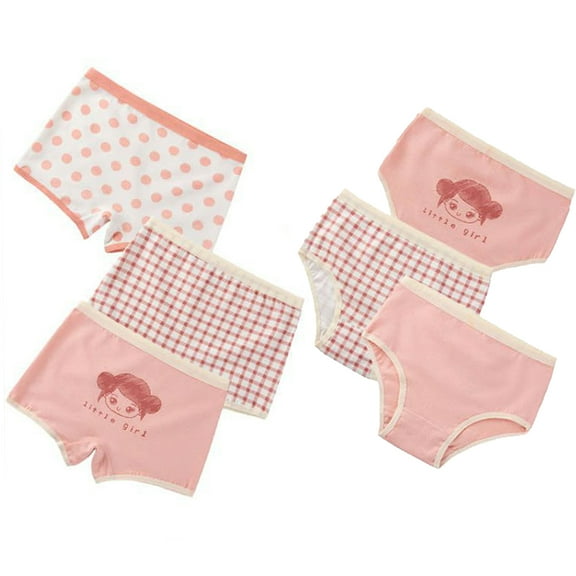 Esaierr 6PCS 2-12 Years Girls Triangle Panties for Baby Toddler Thin Antibacterial Breathable Panties,Kids Cartoon Cotton Underwear Briefs