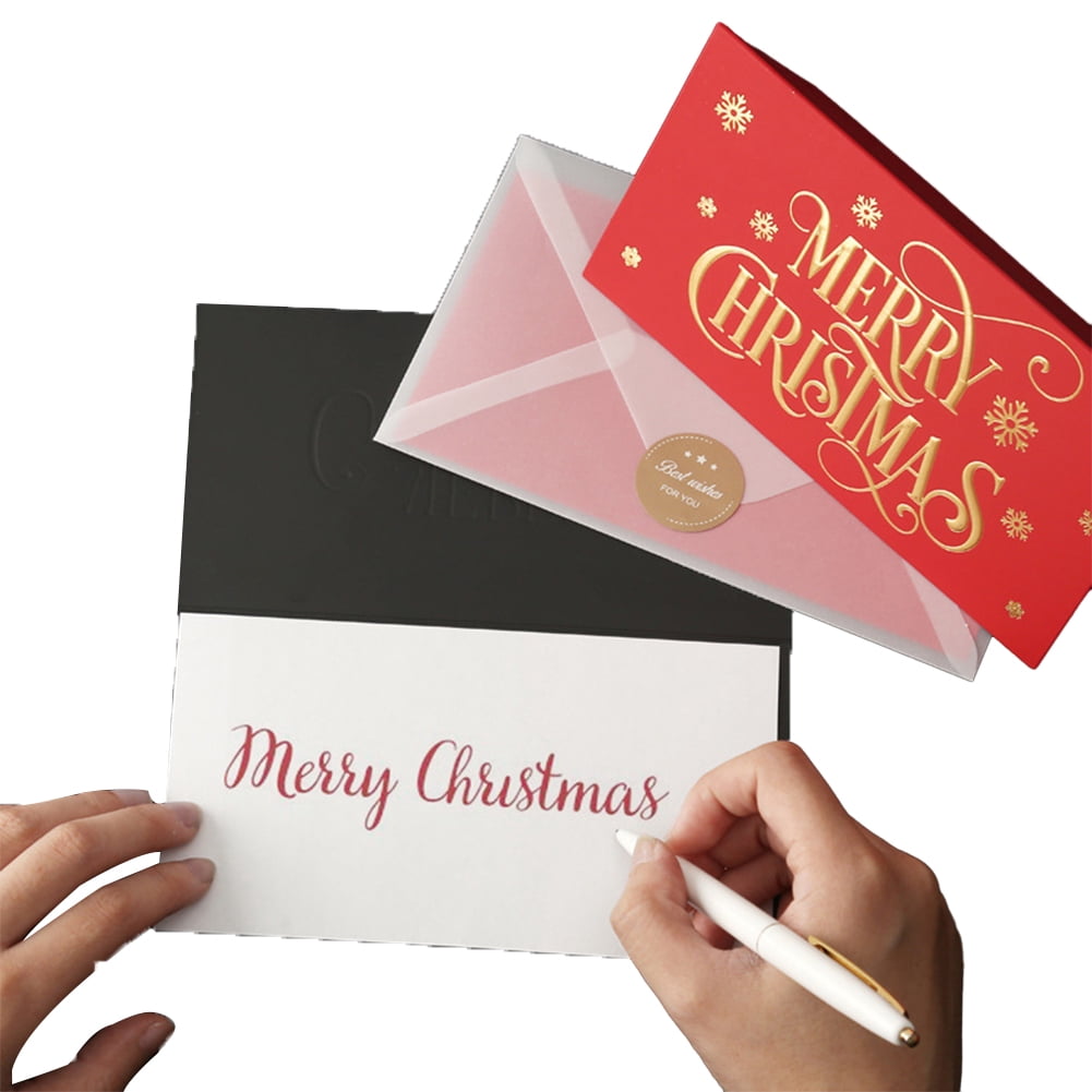 Esaierr 6PCS Christmas Thank You Cards Fine Foil Stamping Greeting Cards Christmas Cardstock with Envelopes Christmas Wishes for Friends Gifts