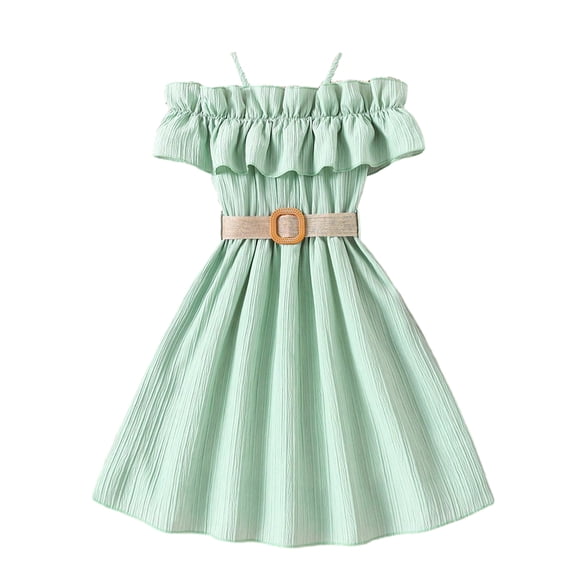 Esaierr 8-12T Kids Teen Girls Halter Dress A-line Dress Spaghetti Strap Dress for Little Girls Dress Sleeveless Dress