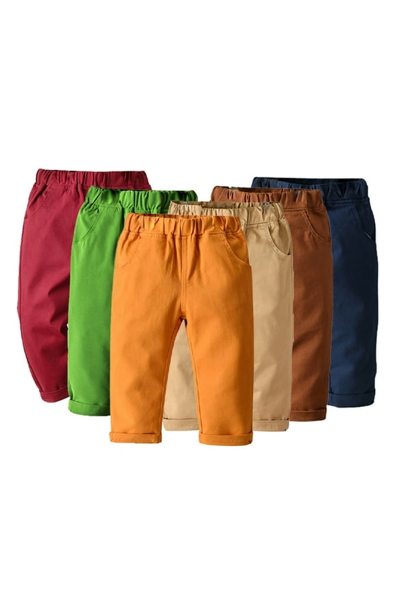 9M-10T Toddler Kids Boys Khaki Casual Pants Newborn Cotton Spring Fall Trousers Solid Colors School Student Uniform Pants