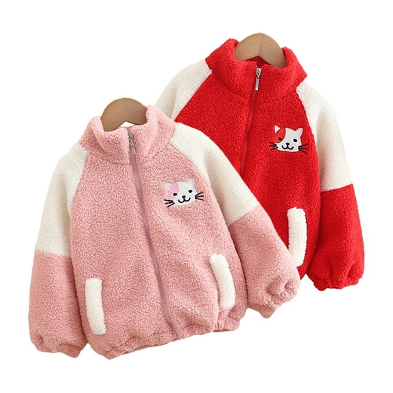 Esaierr 9M-4Y Kids Toddler Fleece Sweatshirt Jacket for Girls Baby Infant Toddler Full Zip Autumn Winter Sweatsuit Baby Sweater Outerwear Coat Outerwear