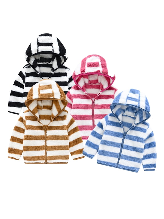 9M-5Y Todder Baby Ears Hooded Jacket Cartoon Fleece Coat Winter Zipper Shirt Kids Newborn Casual Warm Outwear for Boys Girls