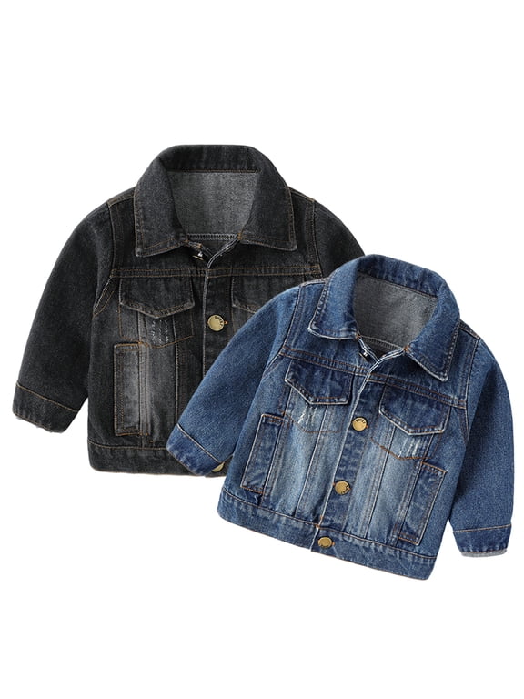 9M-5Y Toddler Baby Denim Jacket for Boy Girls Multi Pockets Cowboy Outwear Casual Clothes Button Jeans Jacket Tops Stylish Denim Coat Spring Fall