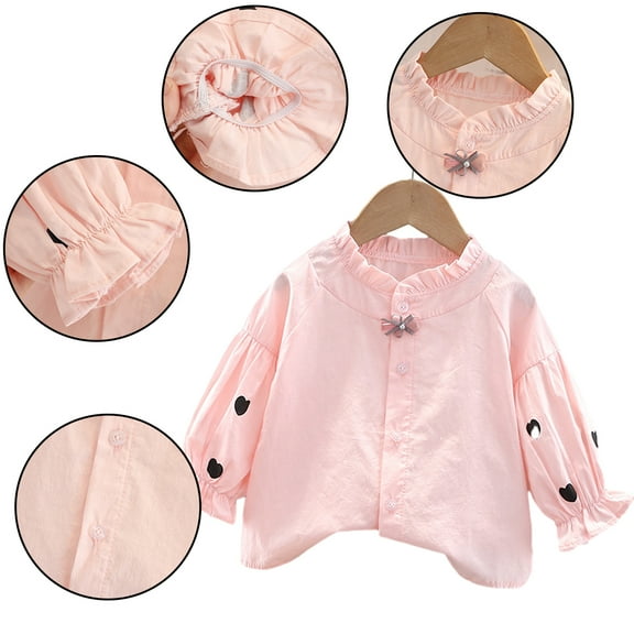 Esaierr 9M-6Y Newborn Baby Girls Shirt Cardigan for Kids Toddler Spring Autumn Cardigan Button Cotton Shirt Tops