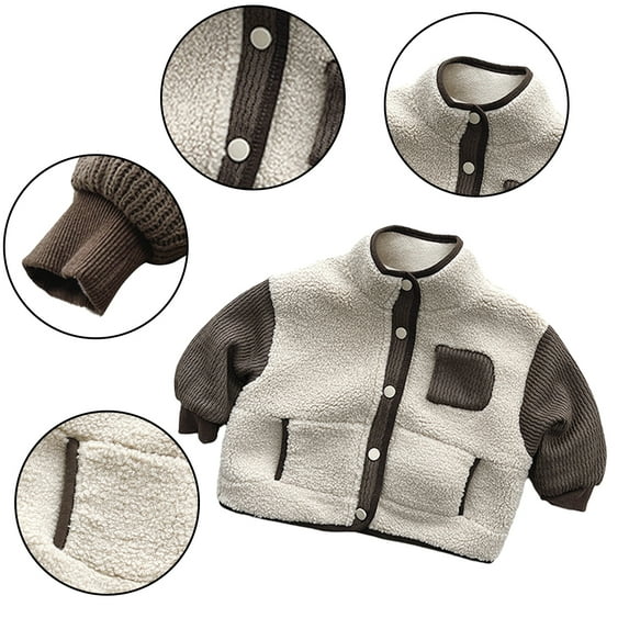 Esaierr 9M-7Y Baby Clash Colors Winter Coats for Boys Girls Newborn Kids Plush Warm Cotton Jacket Thickened Tops Warm Outerwear