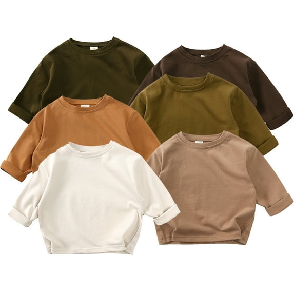 Esaierr 9M-7Y Kids Boys Girls Crewneck T-Shirt Baby Sweatshirt for Newborn Toddler T-Shirt Long Sleeve Autumn Pullover Tops T-Shirt
