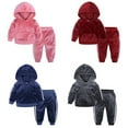 thumbnail image 1 of Esaierr 9M-8Y Kids Toddler Velour Sweatshirt Outfits Set 2PCS with Pocket Tracksuits Set Baby Hooded Warm Workout Jogging Sets for Boys Girls, 1 of 9