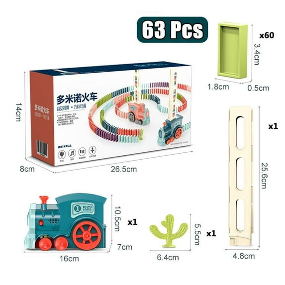 Esaierr Automatic Train Toy, Dominoes For Kids Creative Dominos Blocks Set, Stem Building /Stacking Toys With Light + Sound Applicable Age: 3+