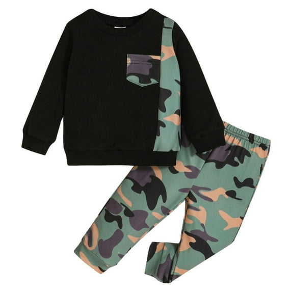 Esaierr Baby 2pcs Spring Autumn Camouflage Sweatshirt Set, Newborn Long Sleeve Leisure Sweatshirt Top + Camouflage Pants Outfit Set
