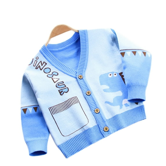 Esaierr Baby Boys Cardigan Sweater Toddler Button up Knit Sweater Boys Dinosaur Pockets Sweater Jacket Spring Autumn Clothes for Kids 2-8Y