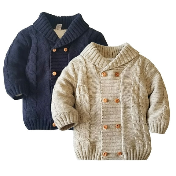 Esaierr Baby Boys Fleece Sweater Coat Toddler Cardigan Sweater V-Neck Padded Warm Outerwear Jacket for 1-6Y
