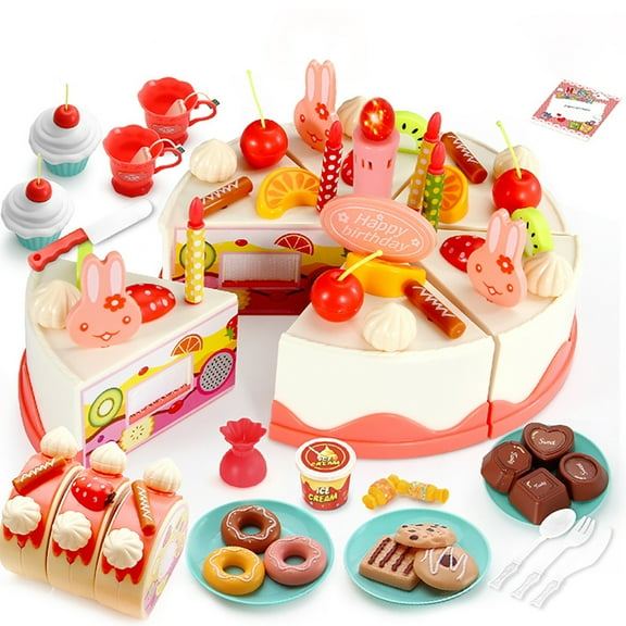 Esaierr Baby Boys Girls Cake Toys,Kids DIY Fruit Birthday Cake Cutting Fun Toy Set for Toddler 3+Y