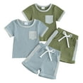 thumbnail image 1 of Esaierr Baby Boys Girls Clothes Set Short Sleeve T Shirt Tops and Lace-Up Shorts with Pocket Cute Spring Summer 2PCS Outfit 0-3 Years, 1 of 8