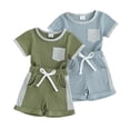 thumbnail image 1 of Esaierr Baby Boys Girls Clothes Set Short Sleeve T Shirt Tops and Lace-Up Shorts with Pocket Cute Spring Summer 2PCS Outfit 0-3 Years, 1 of 8