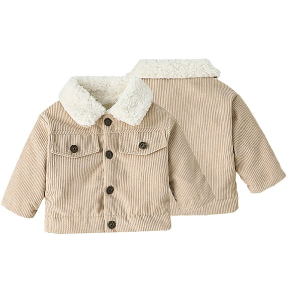 Esaierr Baby Boys Girls Corduroy Jacket Newborn Winter Coat Fleece Lined Outwear Long-Sleeved Warm Cotton Jacket for 6M-23Y