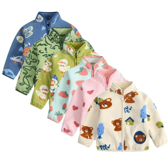 Esaierr Baby Boys Girls Fleece Jacket for Kids Toddler Padded Fall Winter Tops Coats Prints Cotton Jacket Thicked Warm Spring Fall Jacket Outerwear