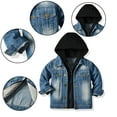 thumbnail image 1 of Esaierr Baby Boys Girls Hooded Denim Jacket Kids Toddler Button Denim Jean Jacket Top Coat Long-Sleeved Autumn Winter Zip Long-Sleeved Outerwear for Newborn 12M-8Y, 1 of 5
