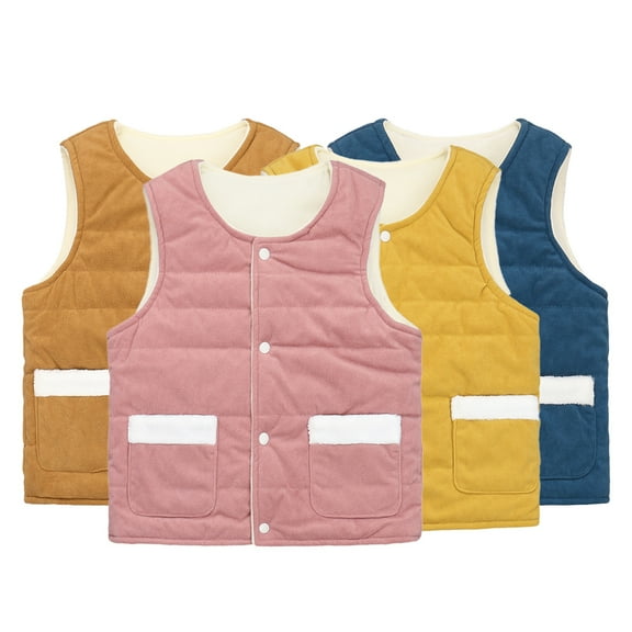 Esaierr Baby Boys Girls Vest Coral Velvet Fall Winter Vest Coats for Kids Toddler 2-10Y Casual Inside Outside Waistcoat Sleeveless Jacket