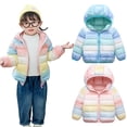thumbnail image 1 of Esaierr Baby Boys Girls Winter Lightweight Puffer Jacket Toddler Hooded Water-Resistant down Coats Rainbow Packable Cotton Outwear 9 Months-6 Years, 1 of 9