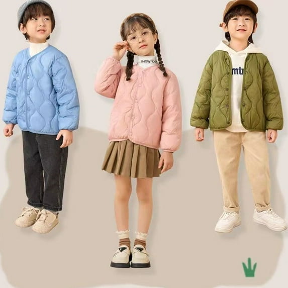 Esaierr Baby Boys Girls Winters Coats Down Jacket for Toddler Kids Puffer Jacket Coat Short Section Button Solid Colour Baby Down Coat Jacket for 1-7Y