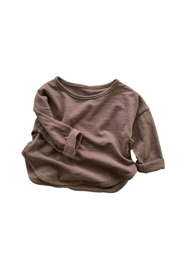 Baby Boys Long Sleeved T-Shirt Undershirt for Toddler, Solid Color Crew Neck Leisure Pullover Undershirt Baby Newborn Clothes