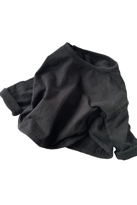 Baby Boys Long Sleeved T-Shirt Undershirt for Toddler, Solid Color Crew Neck Leisure Pullover Undershirt Baby Newborn Clothes