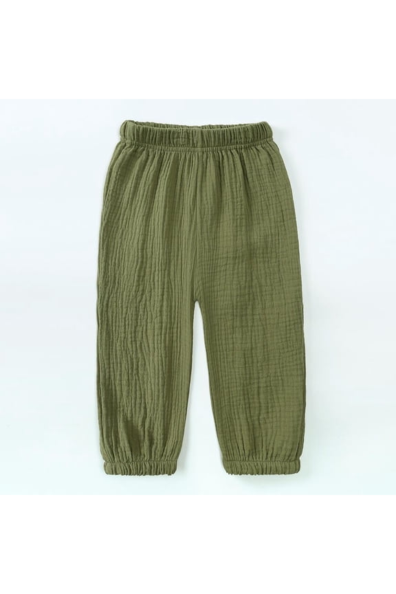 Baby Boys Pants Kids Long Linen Cotton Anti-Mosquito Pants Toddler Boy Girls Pants for 12m-8y