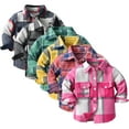 thumbnail image 1 of Esaierr Baby Boys Plaid Shirt Toddler Infant Girls Thickened Cardigan Flannel Shirt Turn down Collar Button Shirt with Pocket for Autumn Spring, 1 of 7